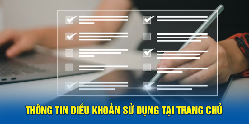 Thông tin điều khoản sử dụng tại trang chủ 